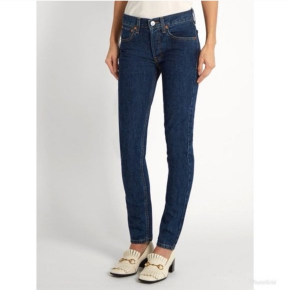 Re/done Originals Rinse Straight Skinny Dark Wash Jeans